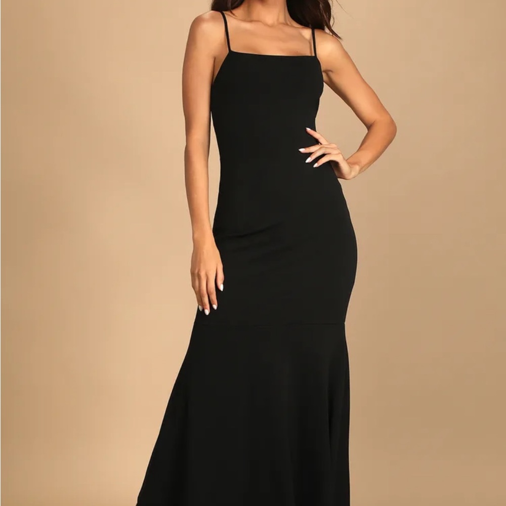Lulus Tier and There Black Tiered Trumpet Hem Maxi Dress